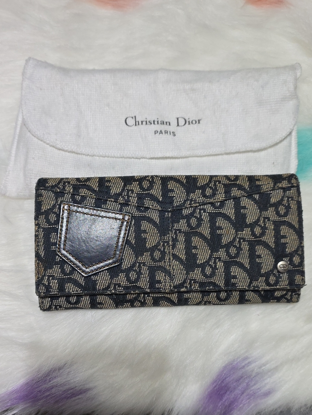 Dior Monogram Card Holder in Black and Tan